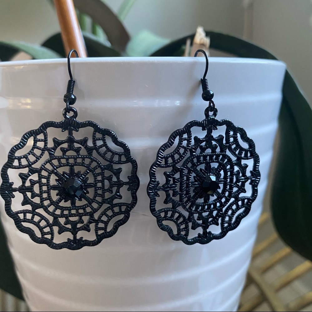 Black Ornate Earrings